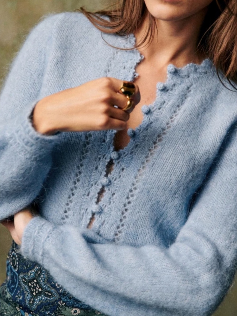 Sezane Arnold Cardigan in Bleu Ciel XXS NWOT